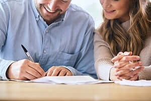 Couple filling out a home loan application
