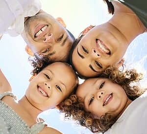 Family celebrating homeownership